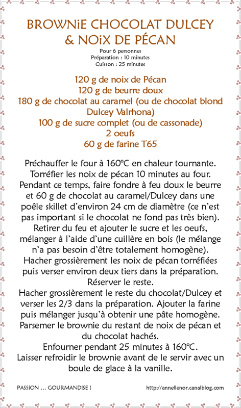 Brownie chocolat Dulcey & noix de Pécan_fiche
