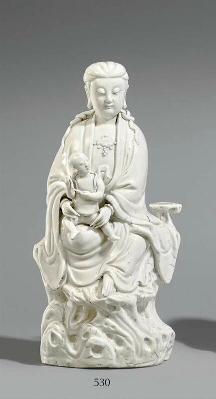 A blanc de Chine figure of Guanyin
