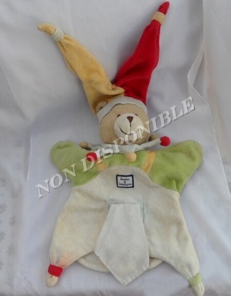 Doudou Plat Marionnette Ours Arlequin Vert Blanc Mouchoir Doudou Et Compagnie