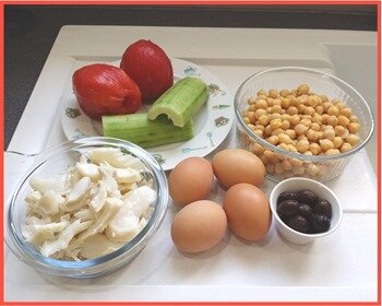 salade de morue, pois chiches et crudités2