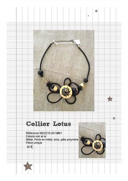 MD2210-2013#61 Collier Lotus or et noir