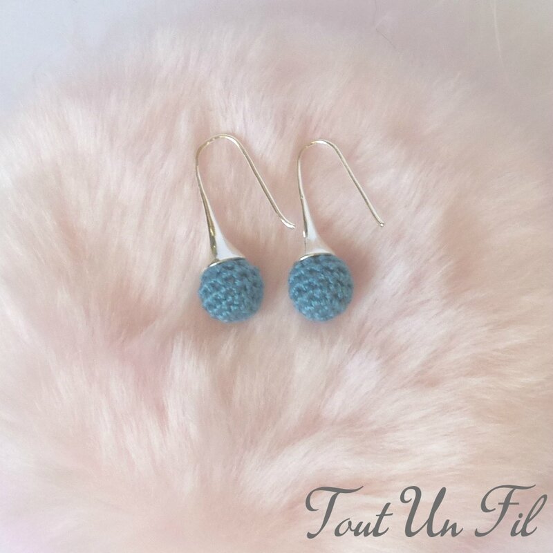 Boucles d'oreilles Bleu turquoise Crochet Tout Un Fil