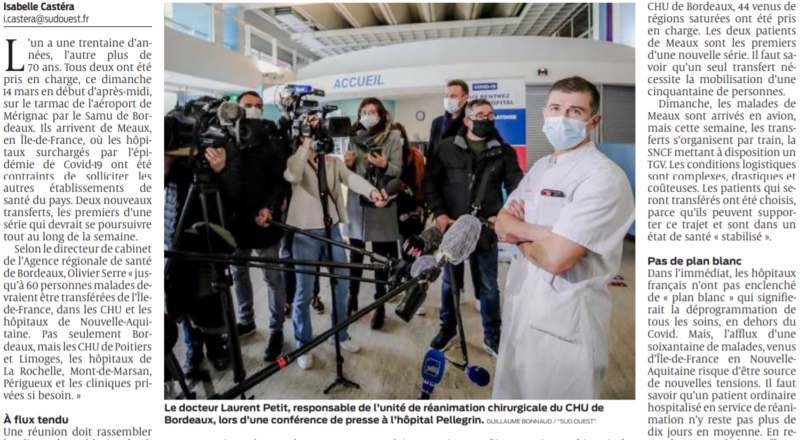 2021 03 15 SO Les transferts de patients Covid dans la région reprennent2
