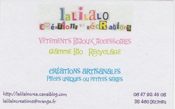 carte de visite lalilalo creations et recreations