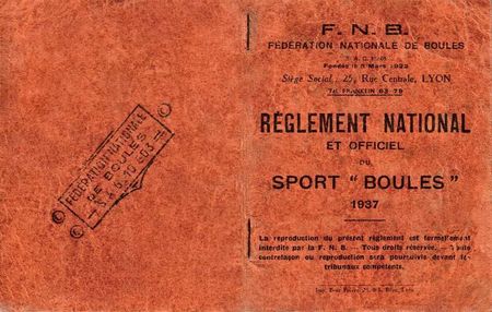 Boules Lyonnaise Livre FFB 1937