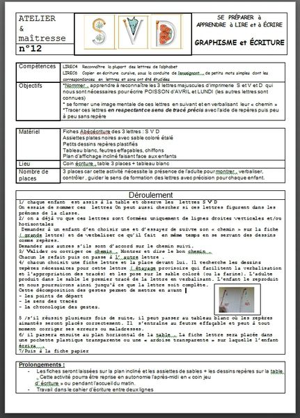 exemple de préparation Atelier maîtresse