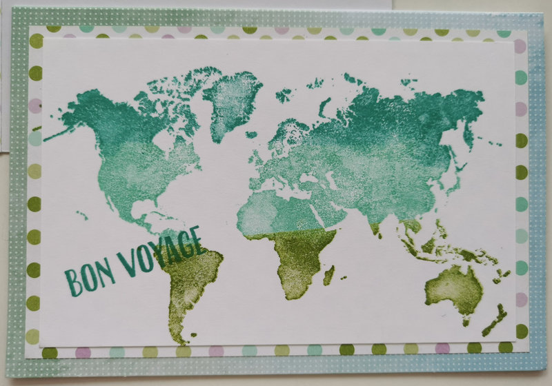 18c Carte Bon voyage Watercolor world