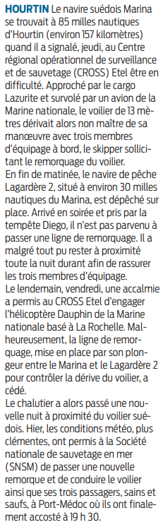 2022 04 10 SO Trois jours pour secourir un voilier victime d'une avarie au large2