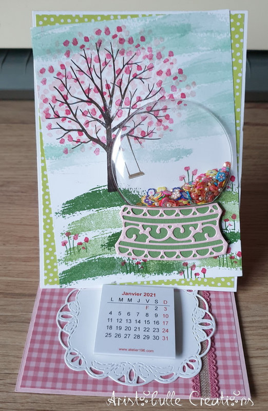 Carte calendrier shaker arbre en fleur - chevalet 2