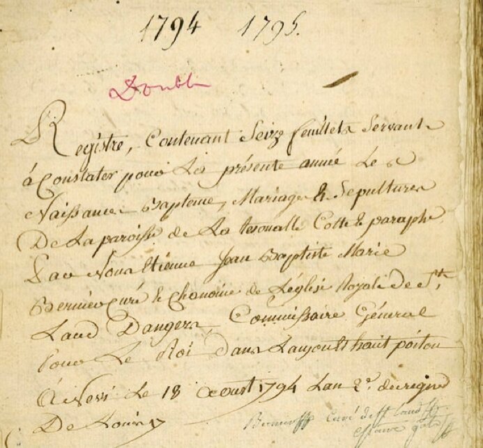 La Tessoualle registre clandestin