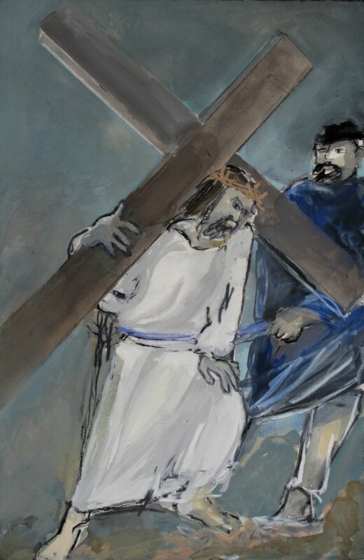 Station 7 - Jésus est chargé de sa croix (60x40cm)