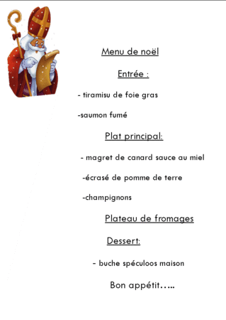 menu de noel 2012