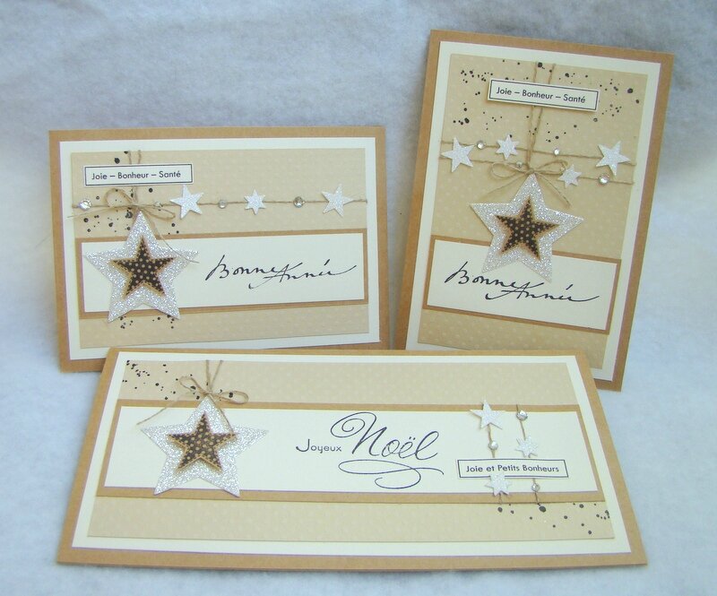 Carte Bonne Année Etoiles Beige 1