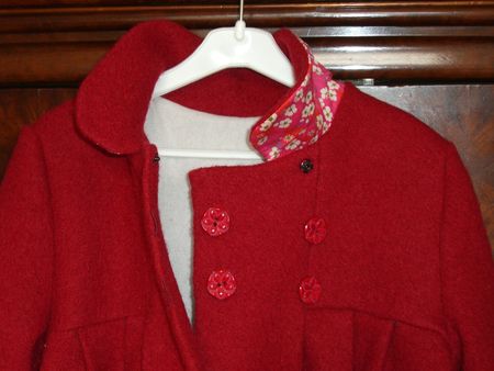 Manteau Volga en laine bouillie rouge 008