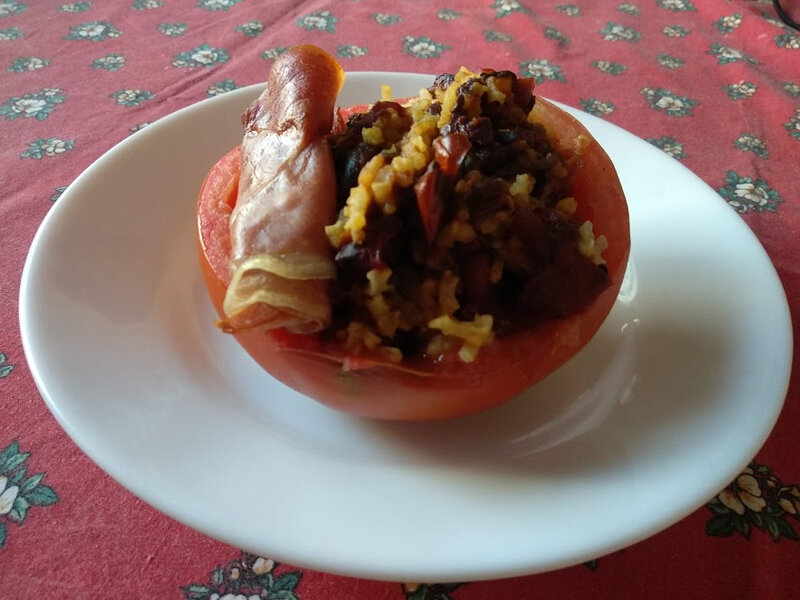 tomate farcie à la ratatouille et au riz