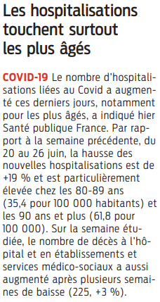 2022 07 02 SO Covid-19 les hospitalisations touchent surtout les plus âgés