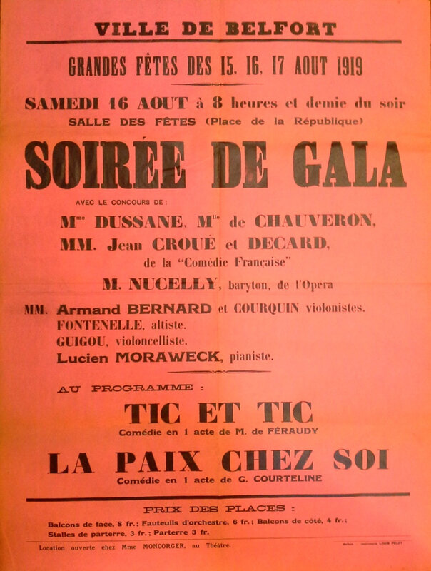 Affiche Fêtes Patriotiques 1919 Gala du 16