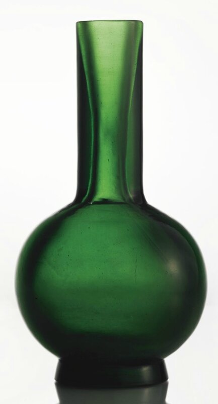 A transparent green glass bottle vase, Jiaqing mark and period