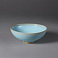 A large Junyao sky-<b>blue</b> <b>glazed</b> bowl, Yuan Dynasty (1279-1368)