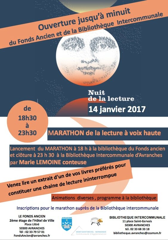 Nuit de la lecture samedi 14 janvier 2017 Avranches