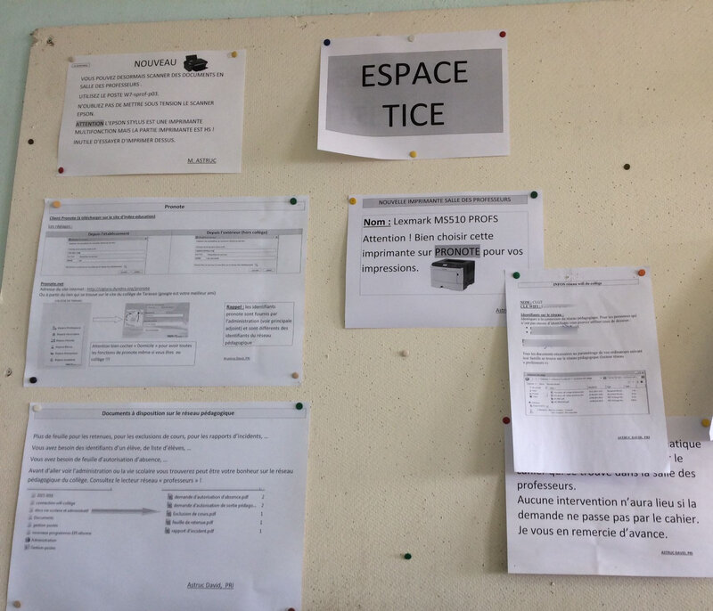 Espace TICE - salle des profs