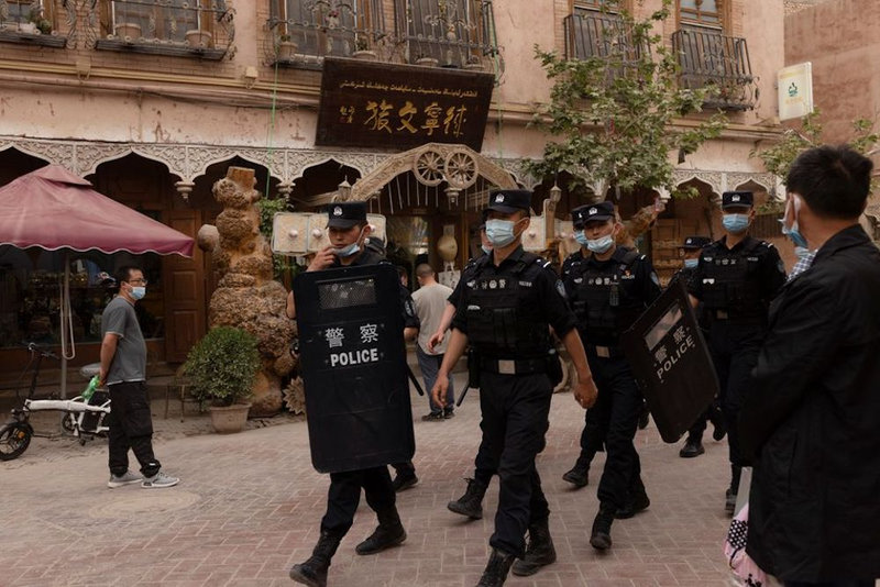 Patrolling-police-officers-in-Kashgar-of-Xinjiang-Uyghur-Autonomous-Region-on-May-4-Photo-Reuters