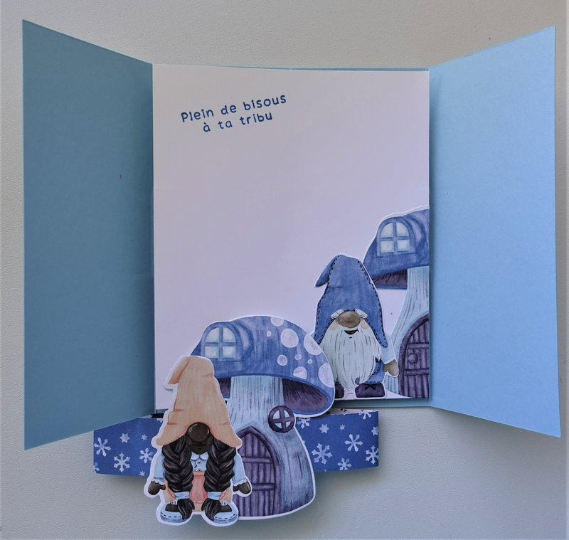 6o carte Pop'Up! faux wooble Gnome Béguin bleu et Pointe pacifique