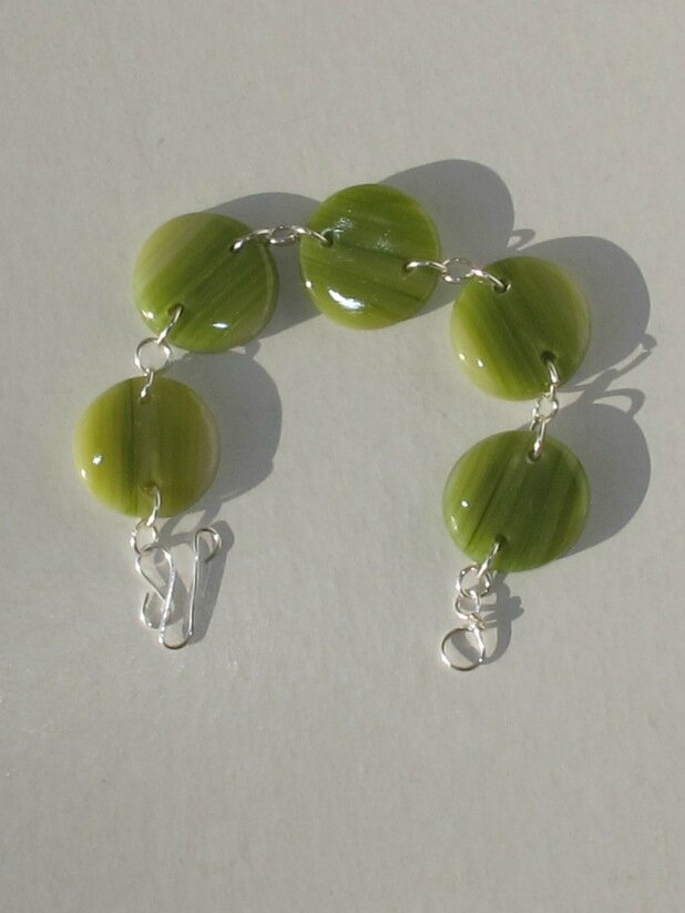 bracelet vert rond fimo transparent