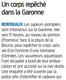 2022 03 30 SO Un corps repêché dans la Garonne