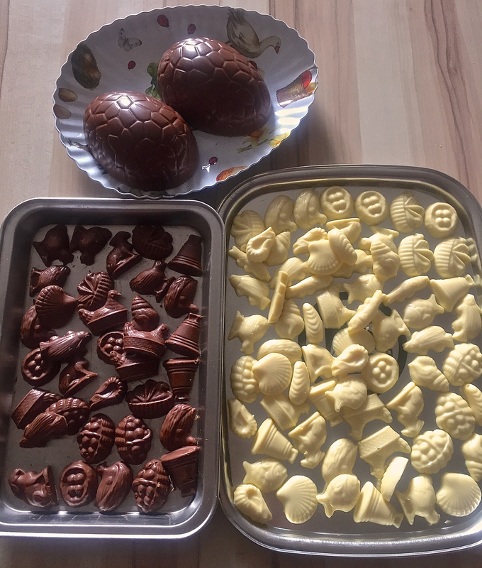 friture au chocolat au lait et au chocolat blanc
