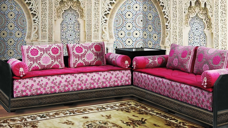 salon richebond marocain traditionnel en rose