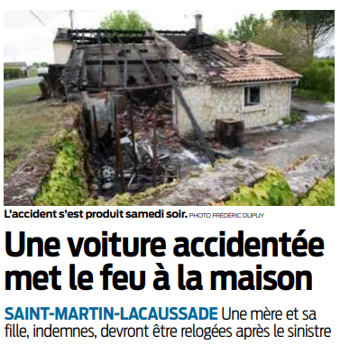 2019 04 29 SO Une voiture accidentée met le feu à la maison