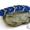 <b>Bracelet</b> Macramé Perlé Bleu Roi Argenté