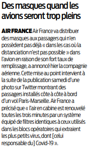 2020 04 21 SO Des masques quand les avions seront trop pleins