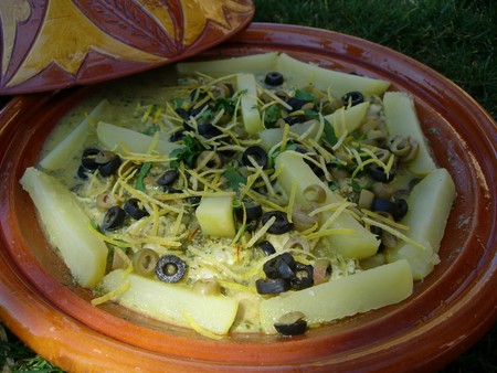 Tagine de lotte , chermoula aux olives et citron confit recettes plats Tagine Mslalla