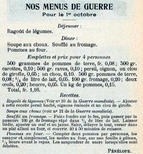 Nos menus de guerre