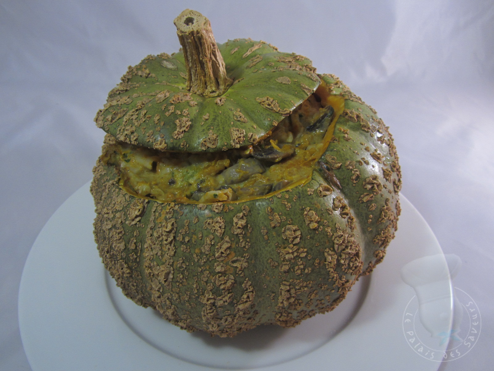 Courge farcie ravioles champignons