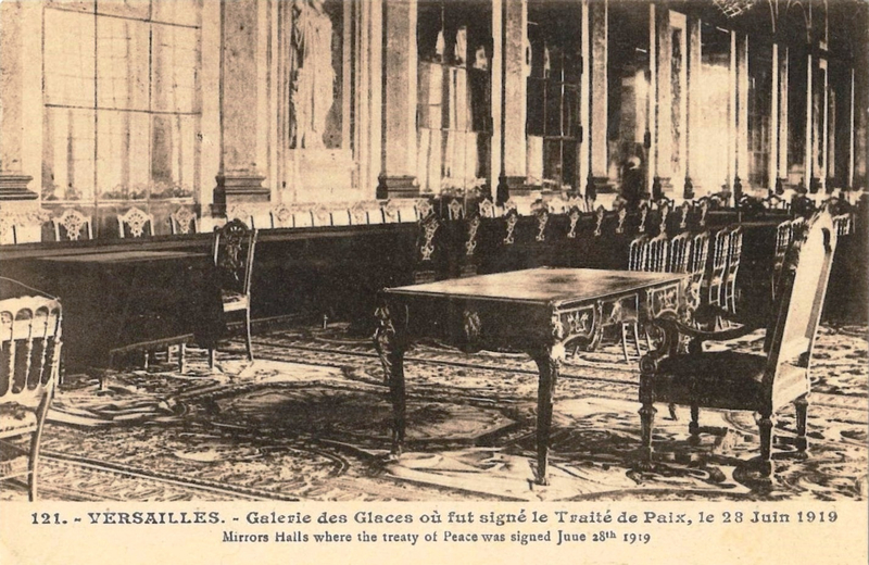 Versailles CPA Galerie des glaces Table 28 juin 1919