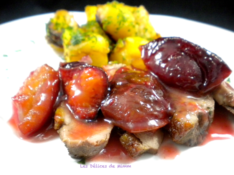 Filets de canard au miel et aux prunes