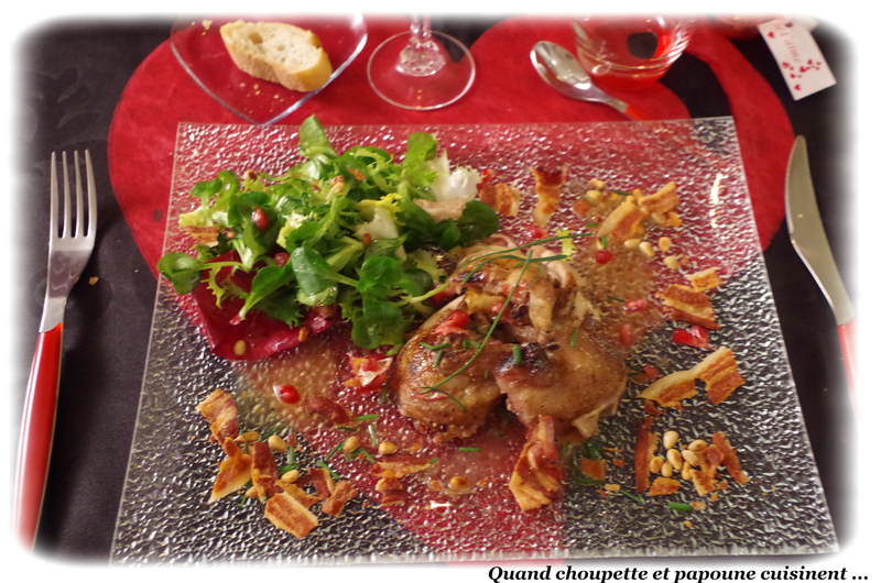 caille rôtie sur lit de salade et sa vinaigrette aux noix-7980