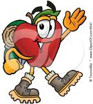 6541-Red-Apple-Character-Mascot-Hiking-And-Carrying-A-Backpack-Clipart-Picture