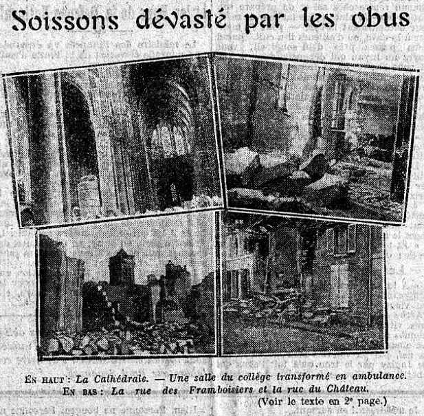 Soissons dévasté par les bombes