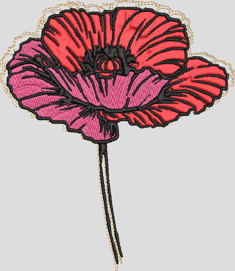 COQUELICOT SUR TIGE EN SATIN