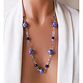 Collier femme violet et argent, bijou et perles fabrication artisanale