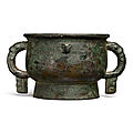 An important documentary archaic bronze ritual food vessel (Gui), Late <b>Shang</b> <b>dynasty</b>, probably c. 1072 BC