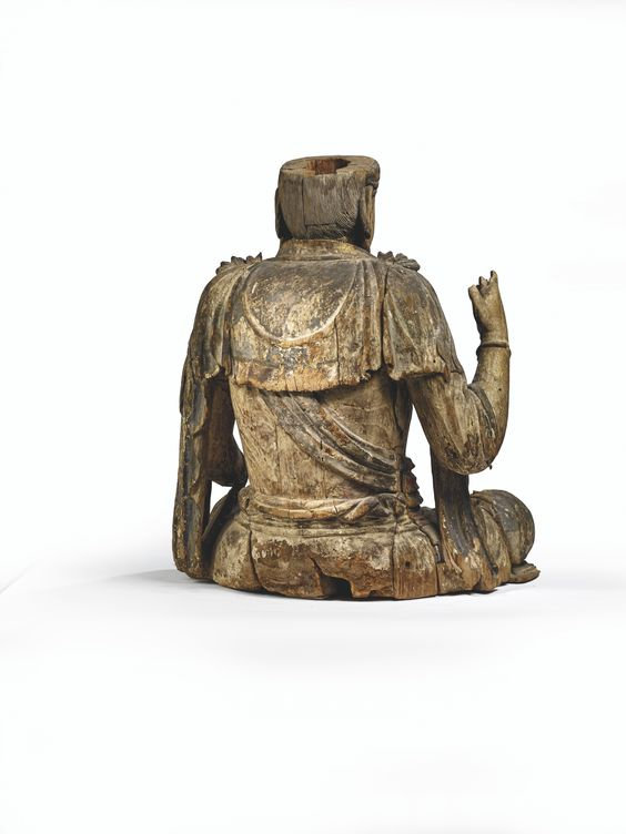 激安アウトレット and rare A important of figure seated wood polychrome 彫刻・オブジェ