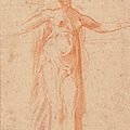 Girolamo Francesco Mazzola, Il <b>Parmigianino</b>, Canéphore debout ouvrant les bras, la tête tournée vers la droite