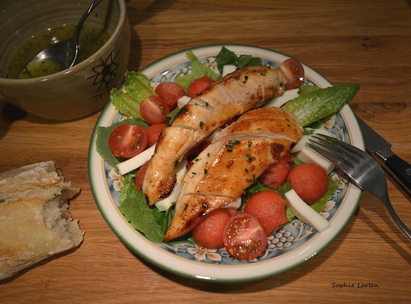 Salade poulet pasteque