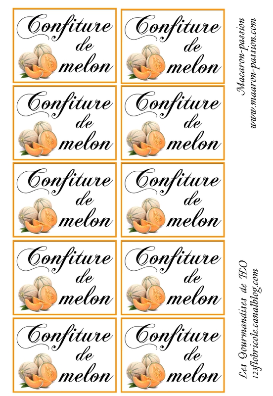 étiquettes confiture melon