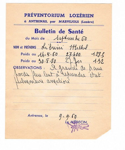 4- Bulletin de santé du 9 septembre 1960 JPG